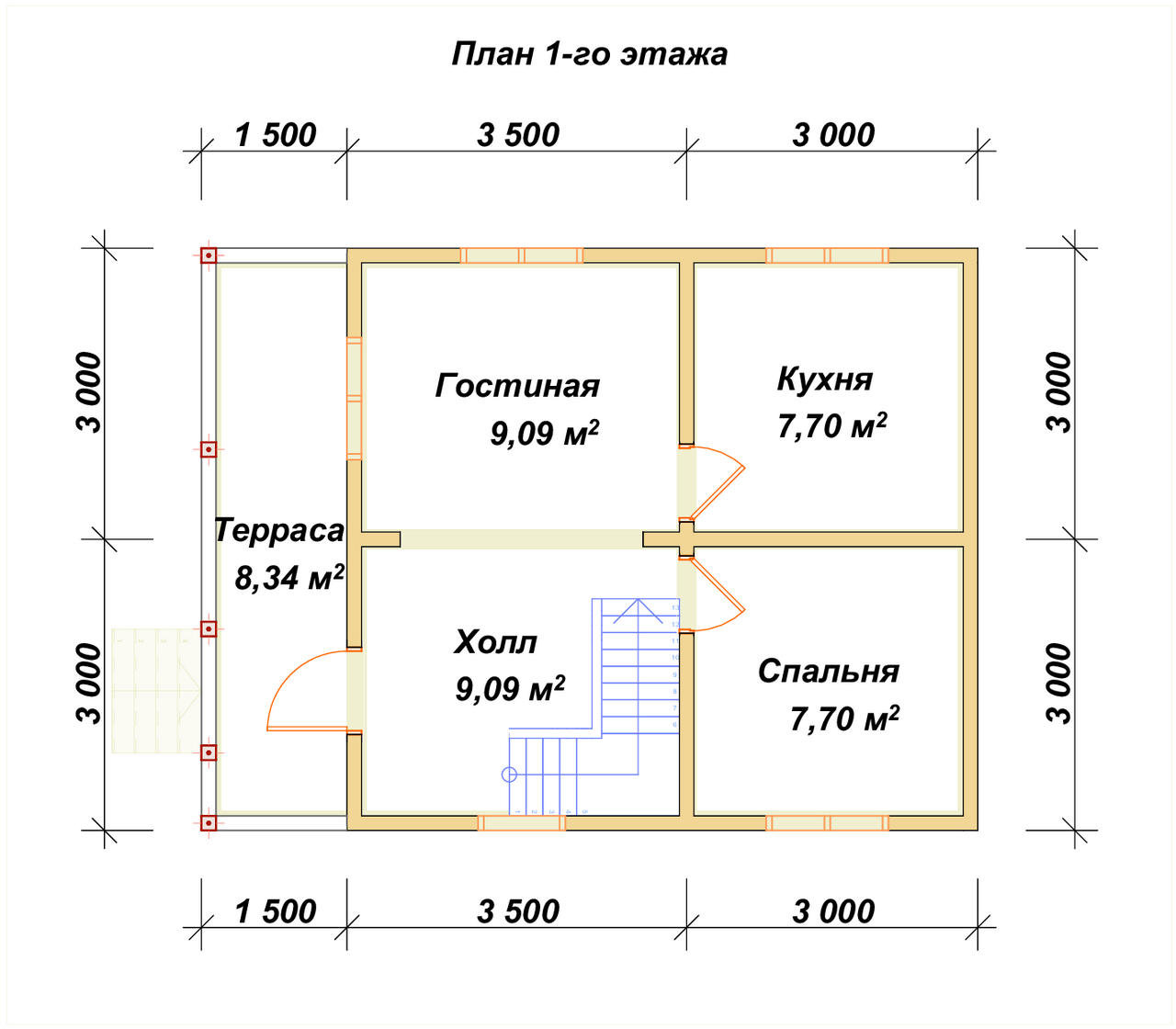 П-1001 План первого этажа П-1001 План первого этажа
