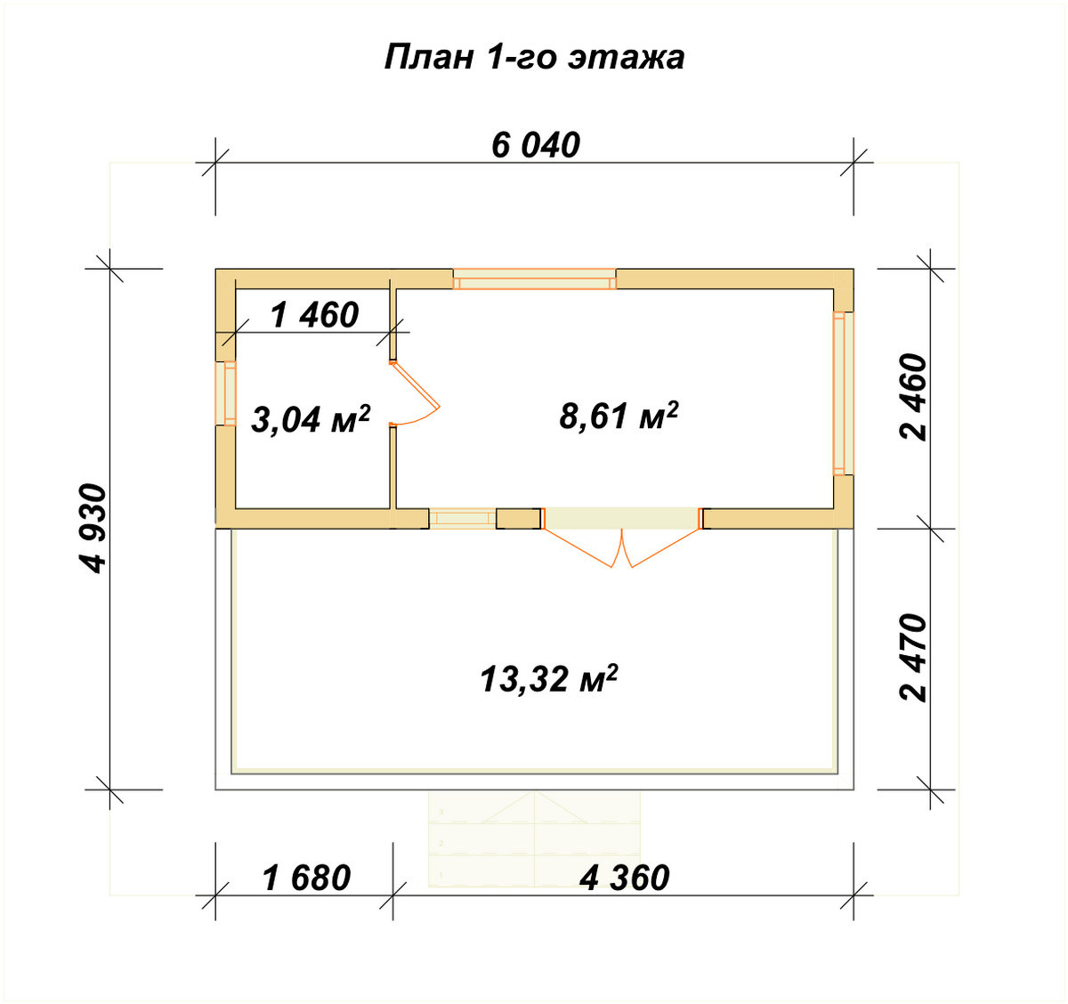 П-1037 План первого этажа П-1037 План первого этажа