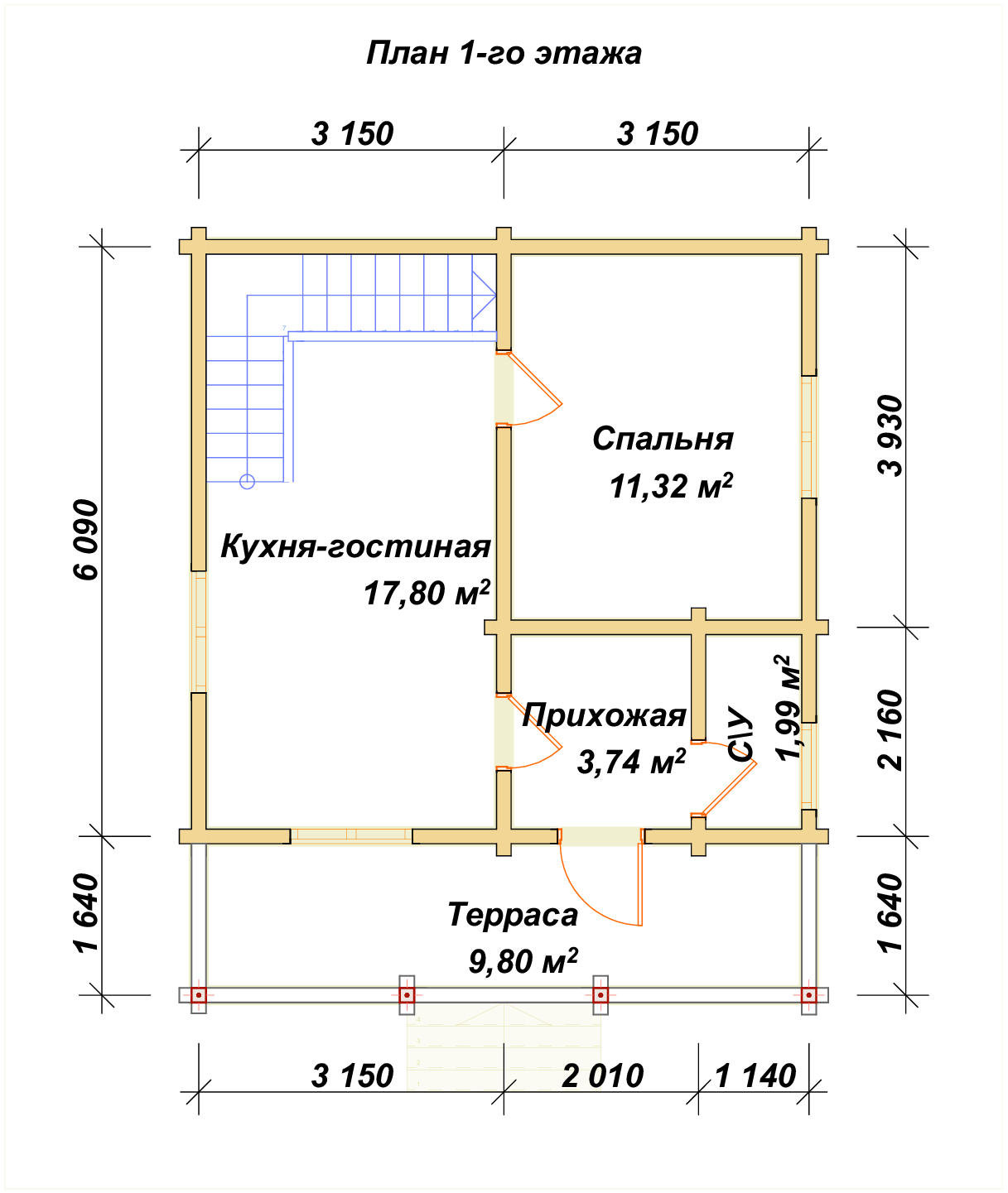 П-1075 План первого этажа П-1075 План первого этажа