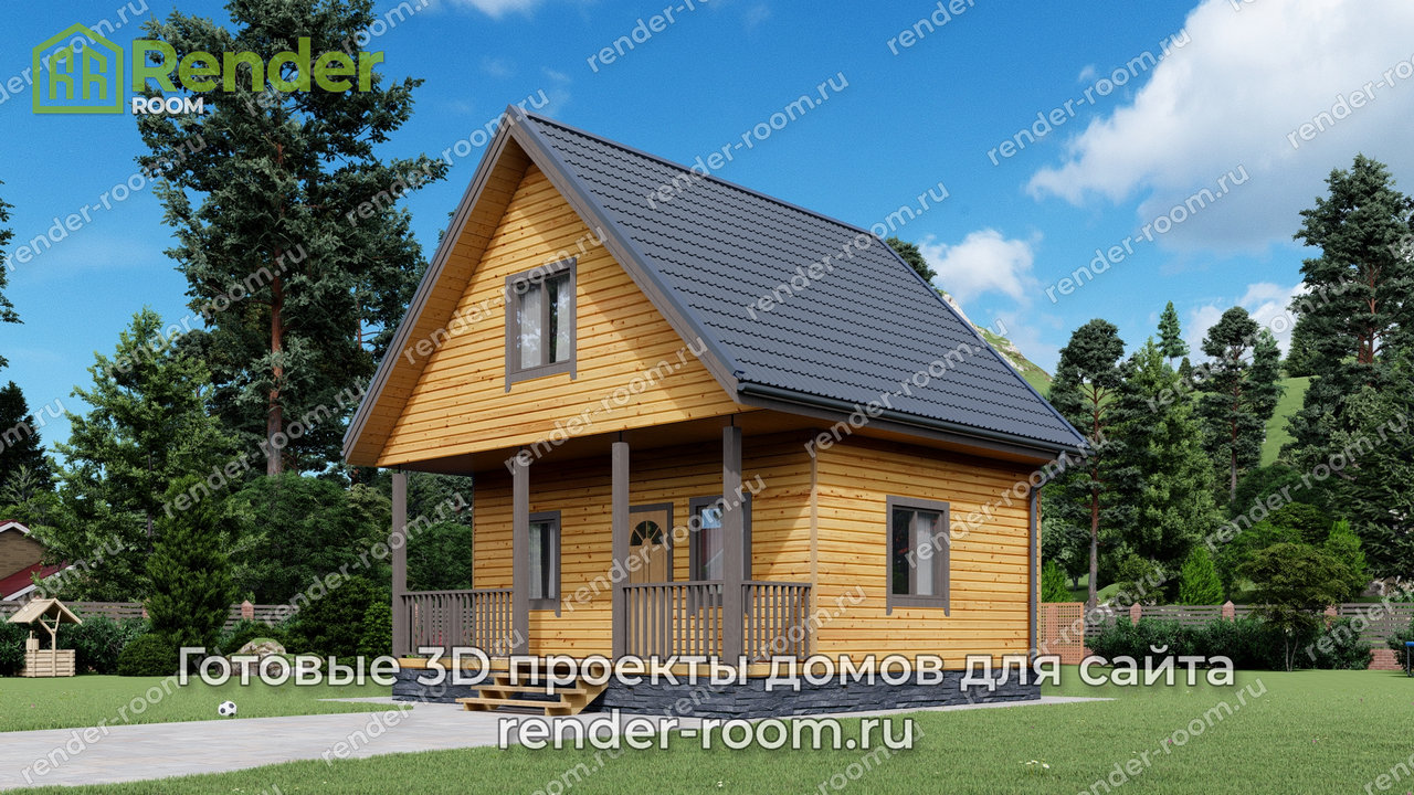 Проект брусового дома 6х6, площадью 67 м2