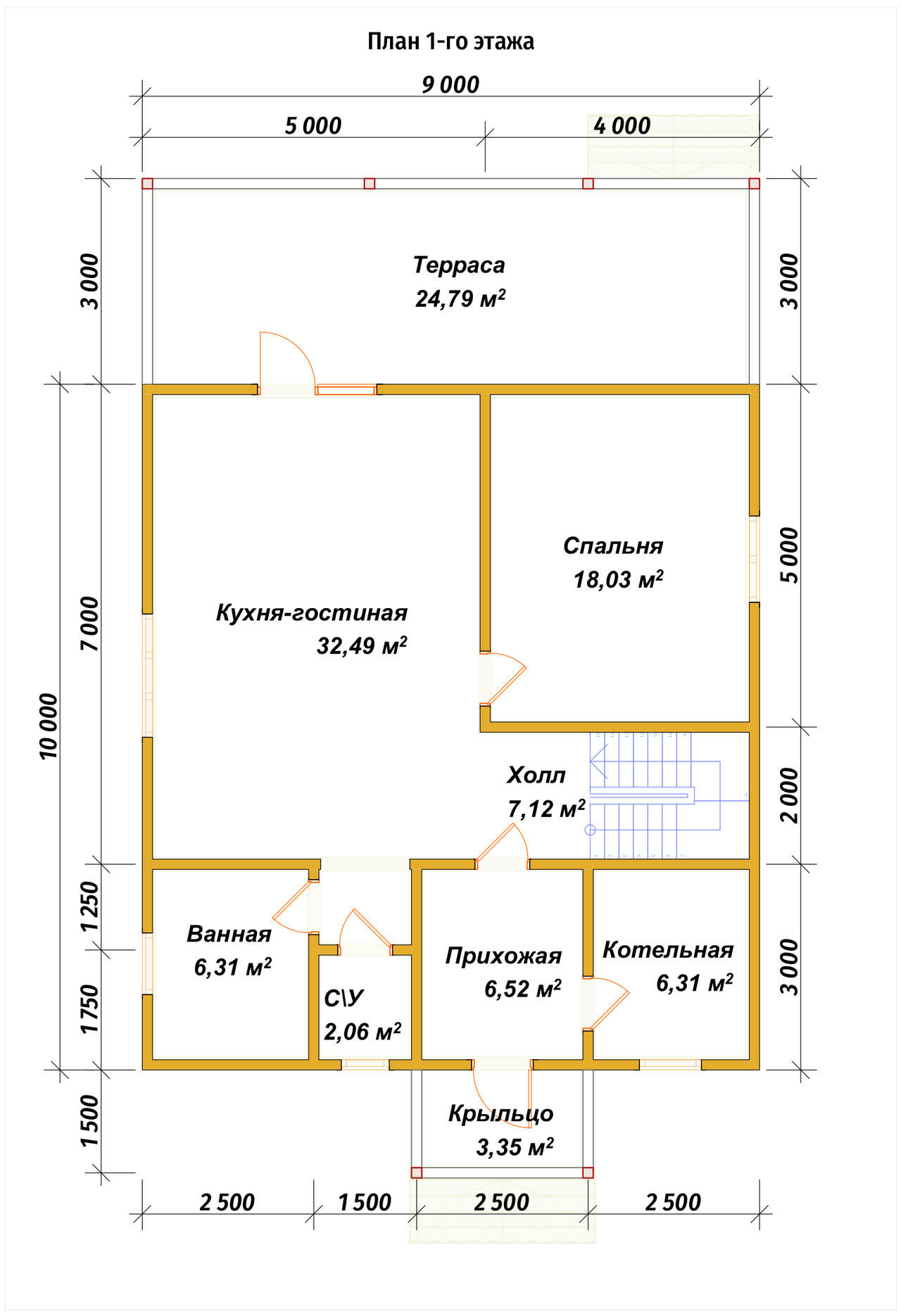 П-1432 План первого этажа П-1432 План первого этажа