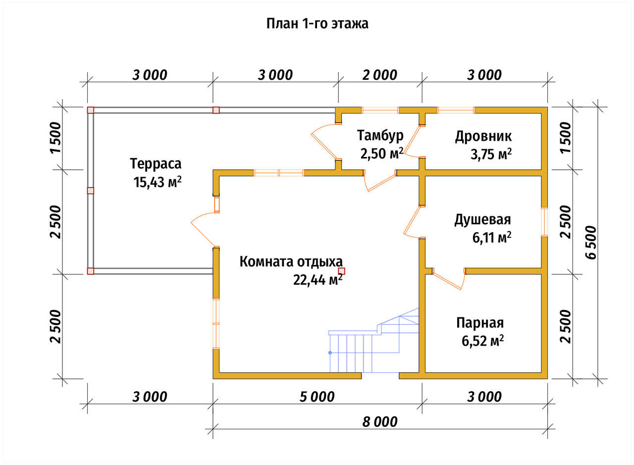 П-1445 План первого этажа П-1445 План первого этажа