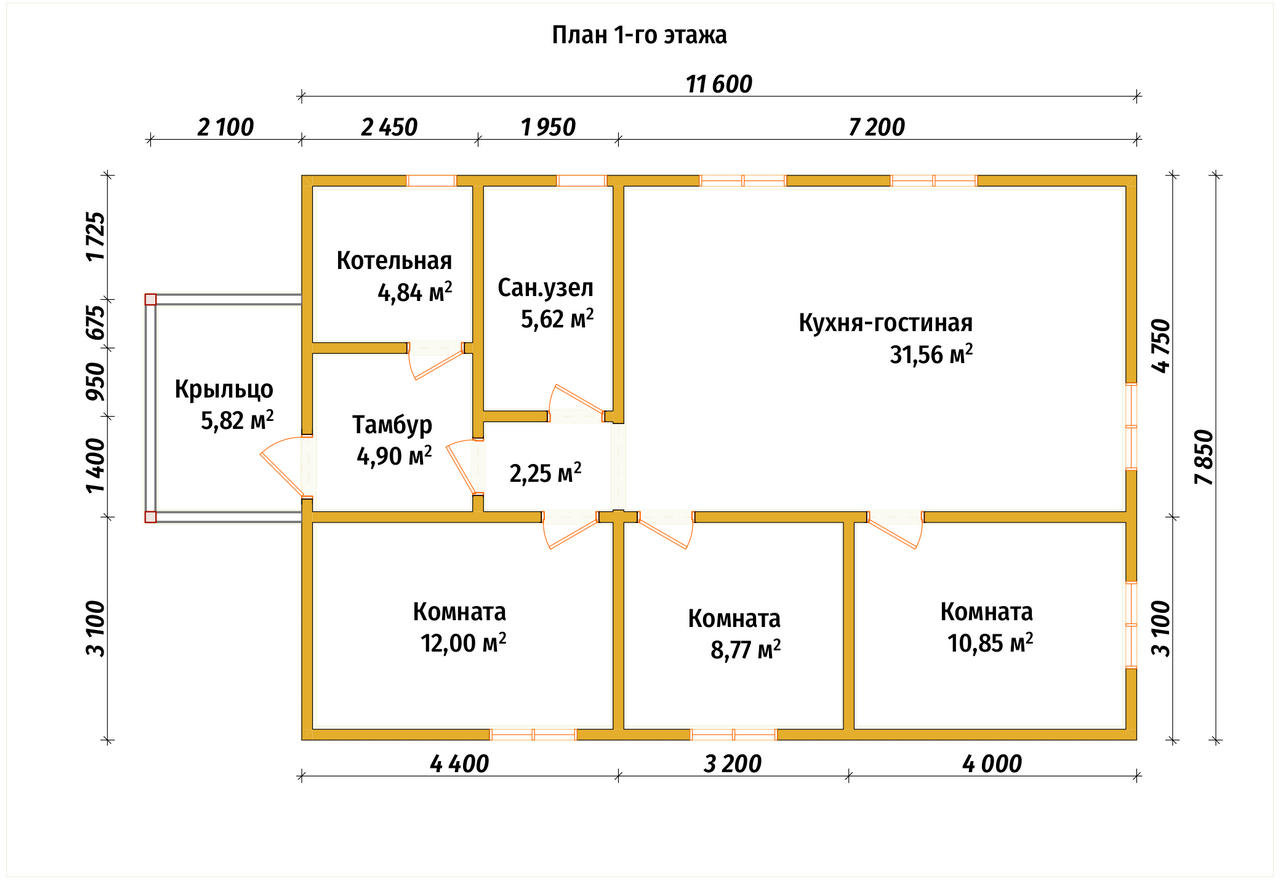 П-1457 План первого этажа П-1457 План первого этажа