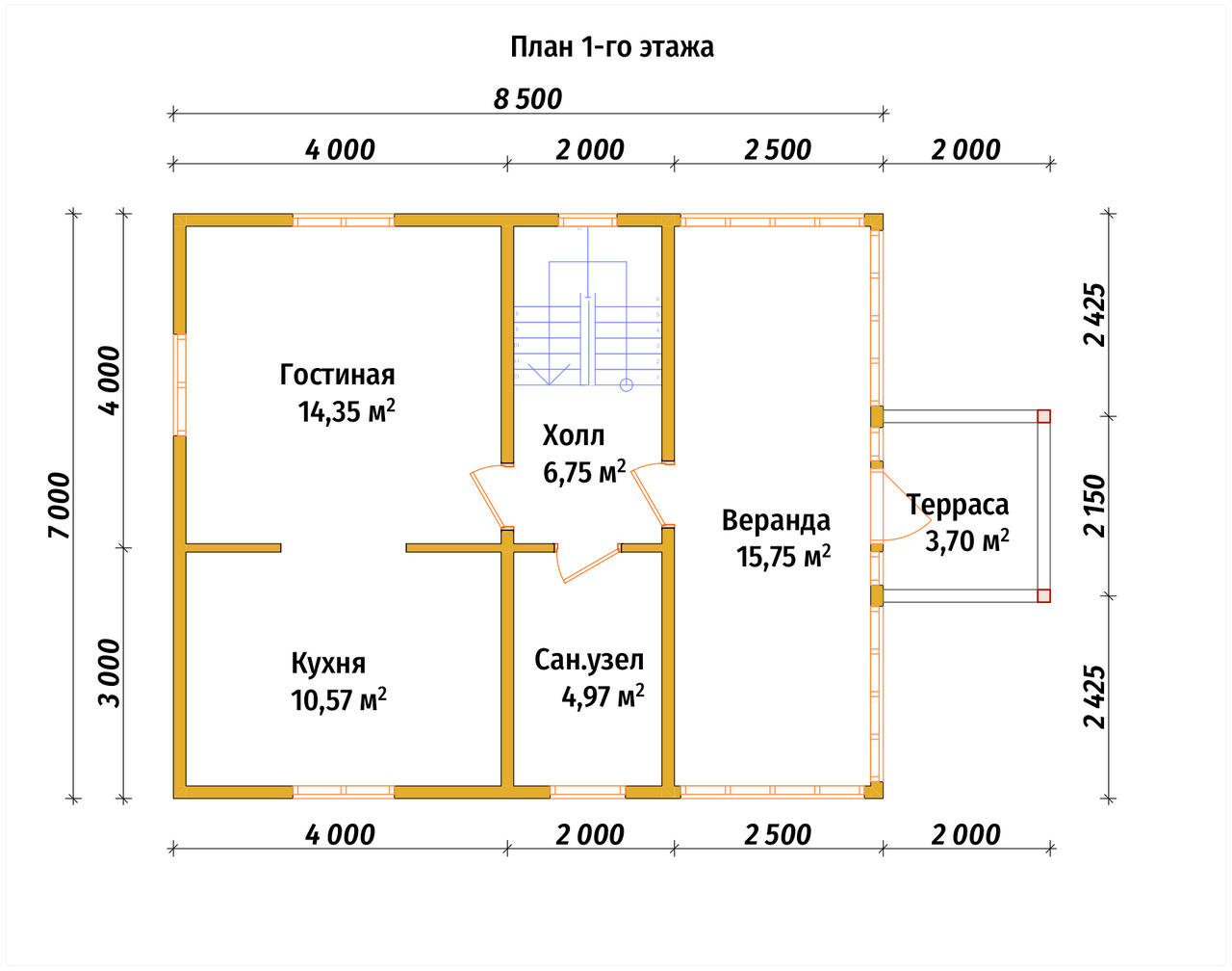 П-1459 План первого этажа П-1459 План первого этажа