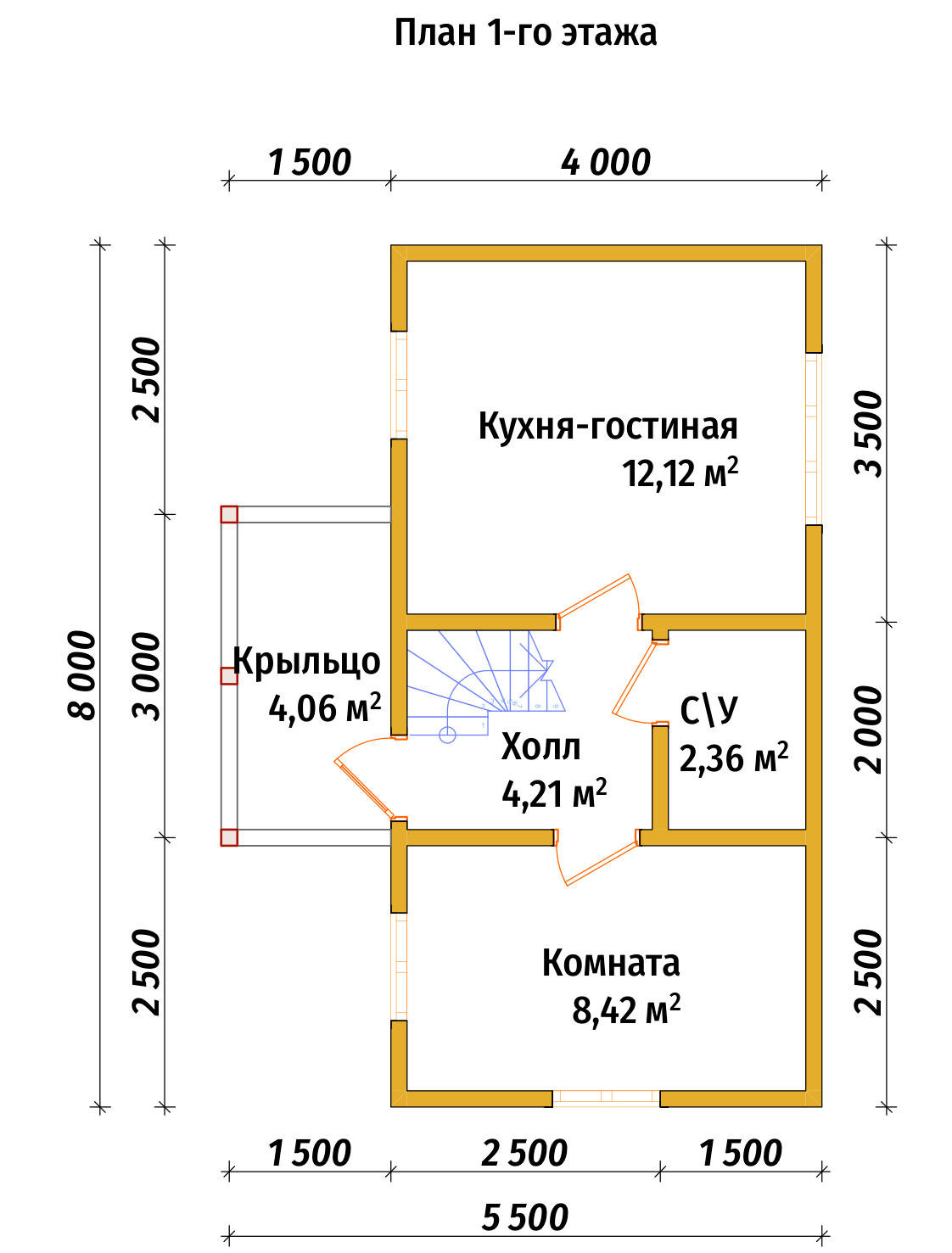 П-1461 План первого этажа П-1461 План первого этажа