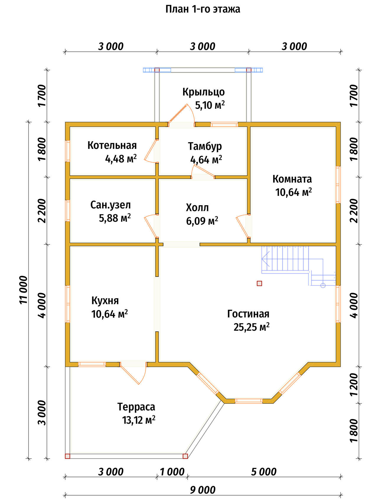 П-1524 План первого этажа П-1524 План первого этажа