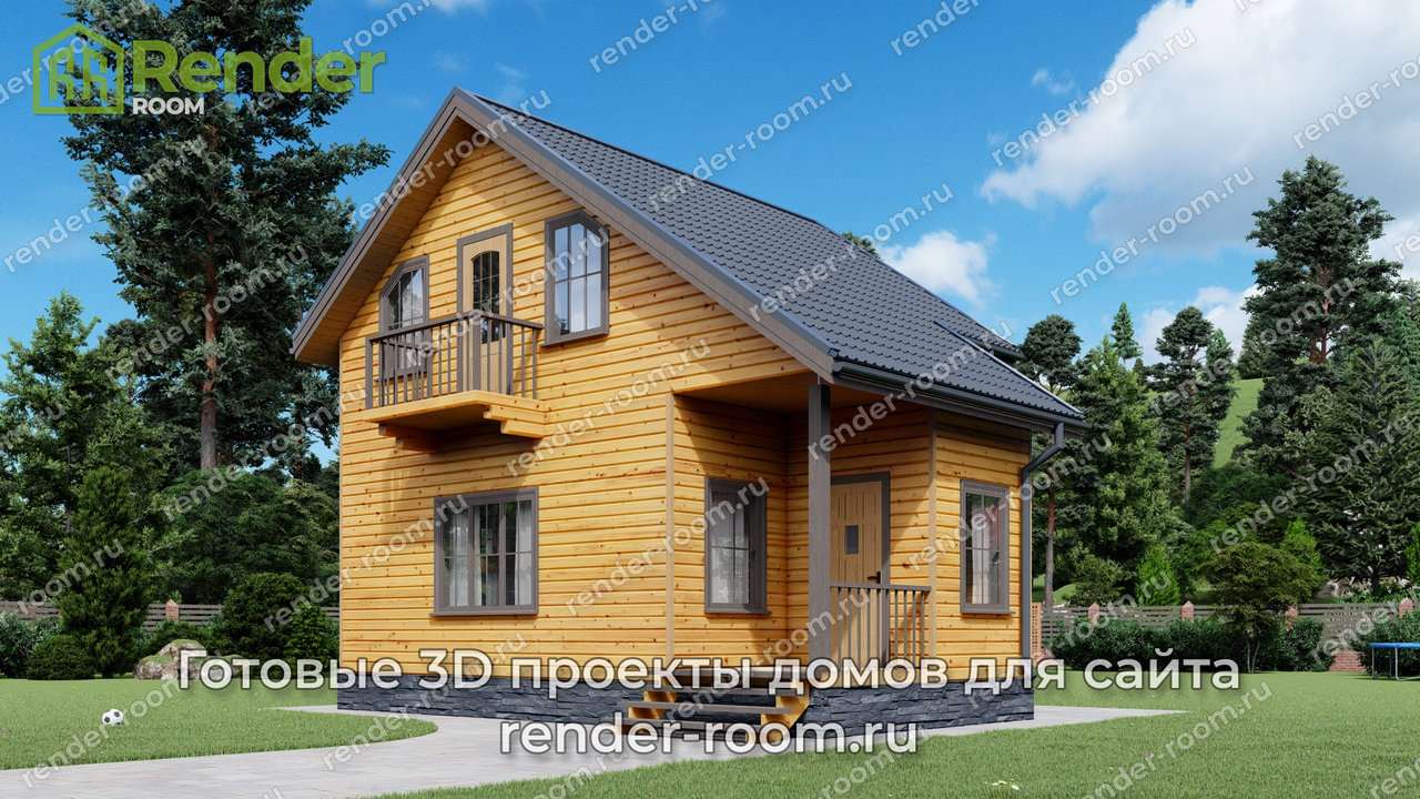 Проект брусового дома 6х8, площадью 66 м2