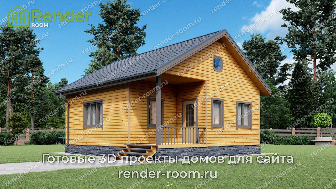 Проект брусового дома 8х8, площадью 52 м2