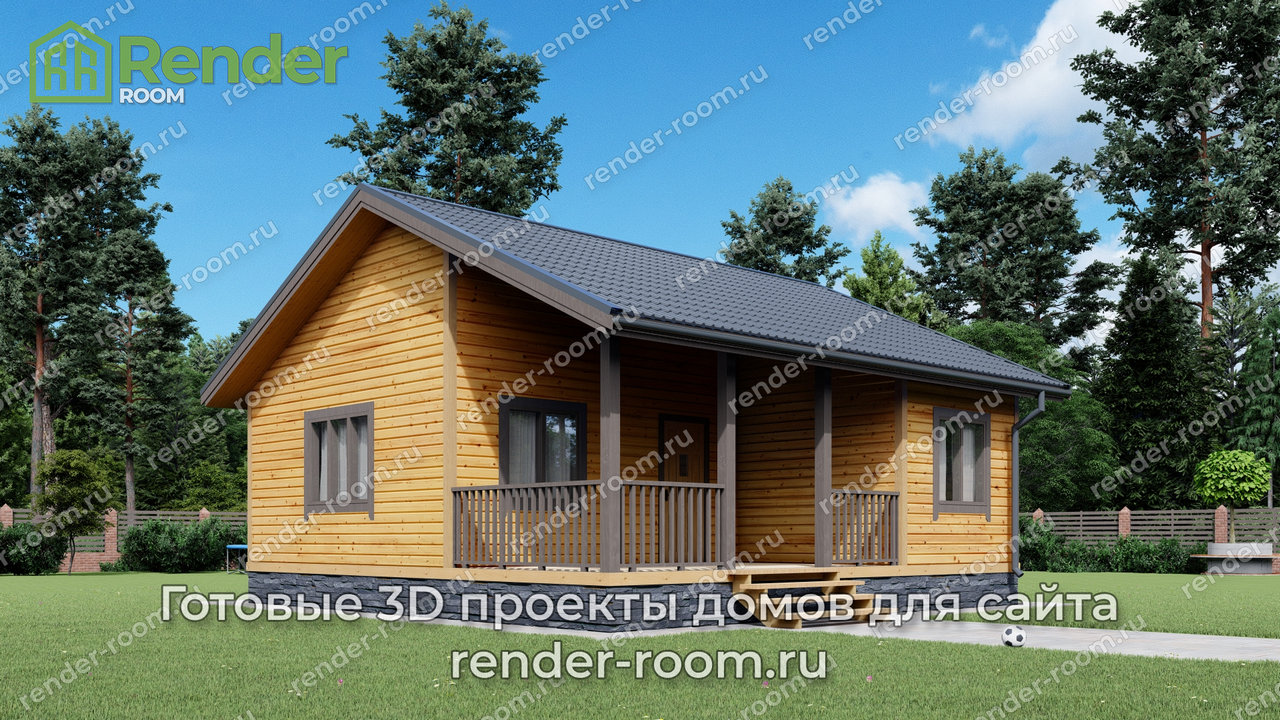 Проект брусового дома 8х8, площадью 62 м2