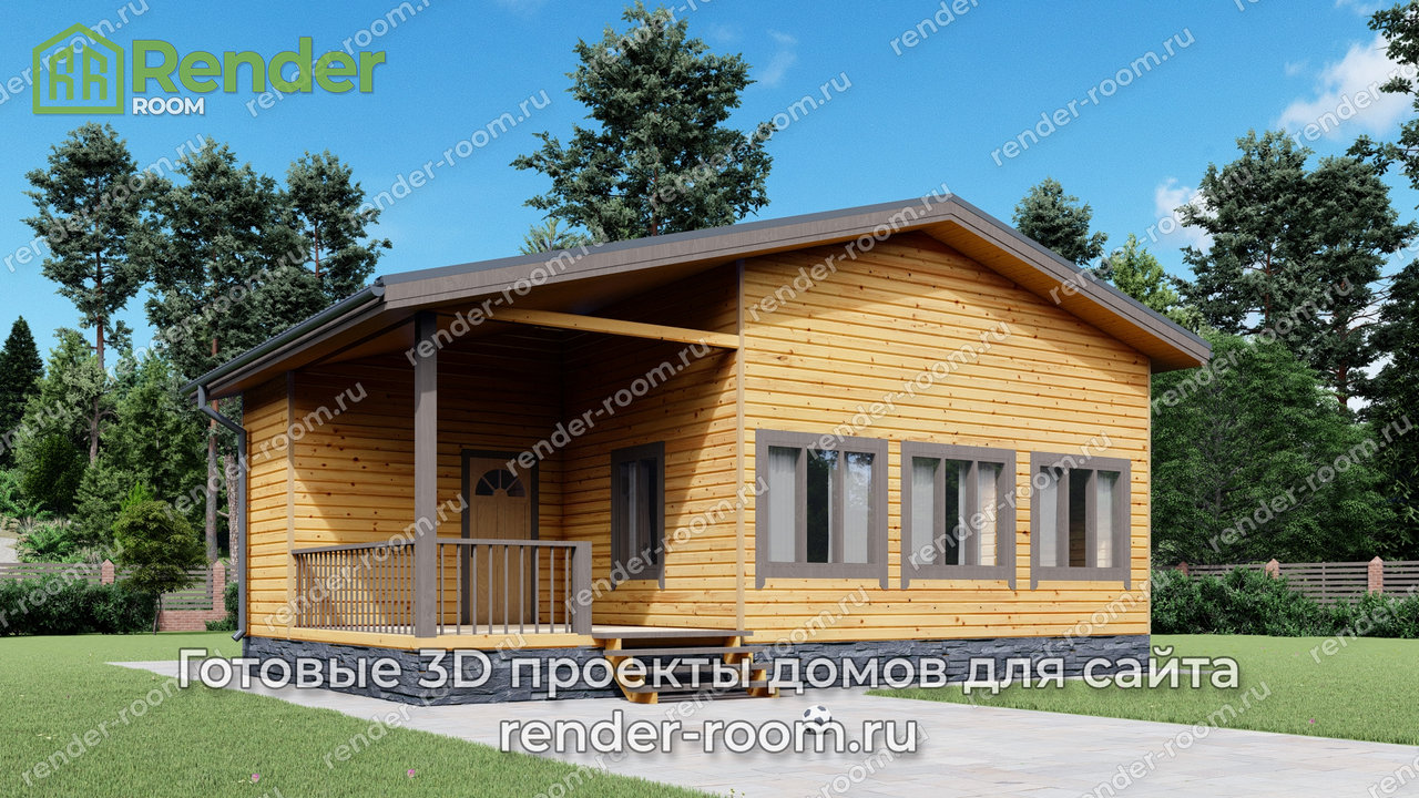 Проект брусового дома 8х9, площадью 62 м2