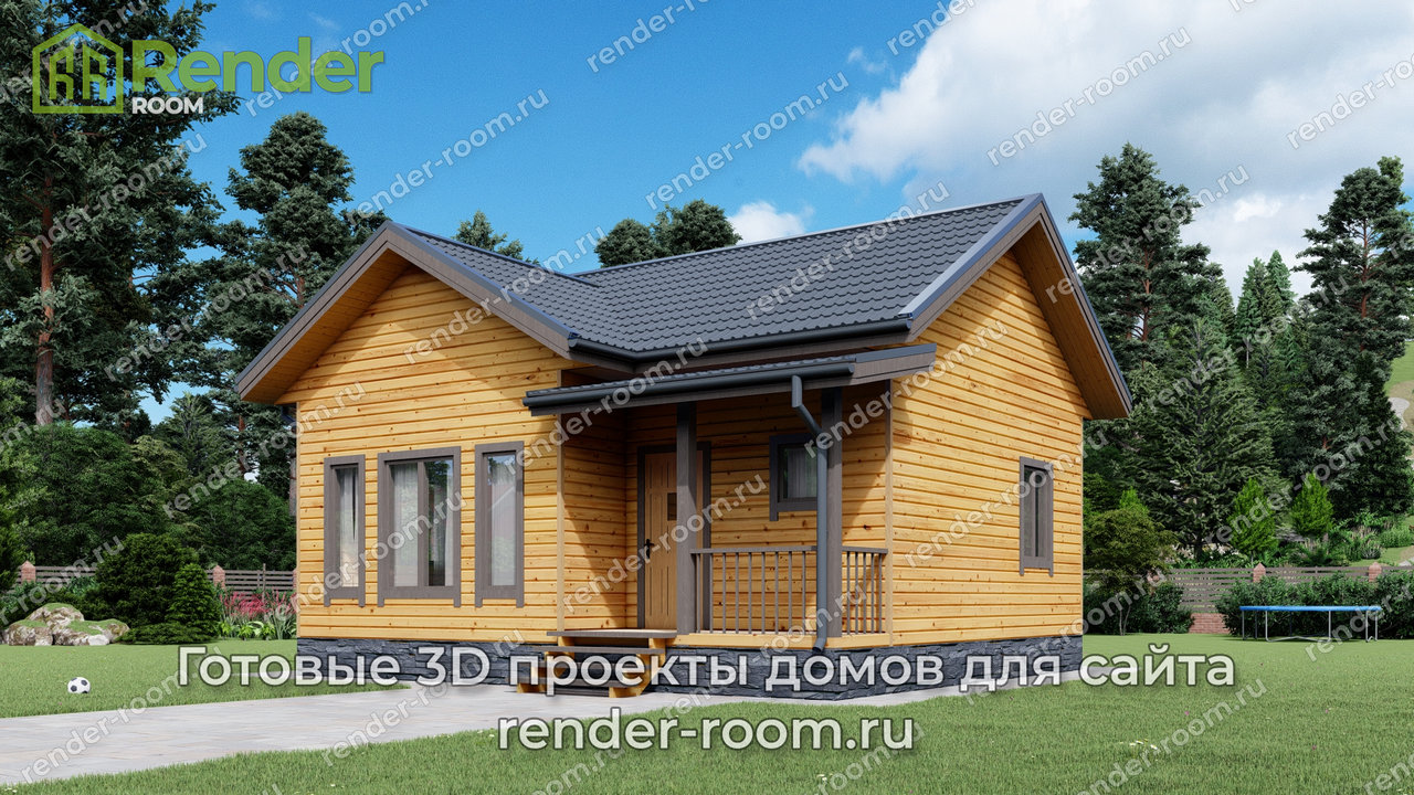 Проект брусового дома 7х8, площадью 45 м2