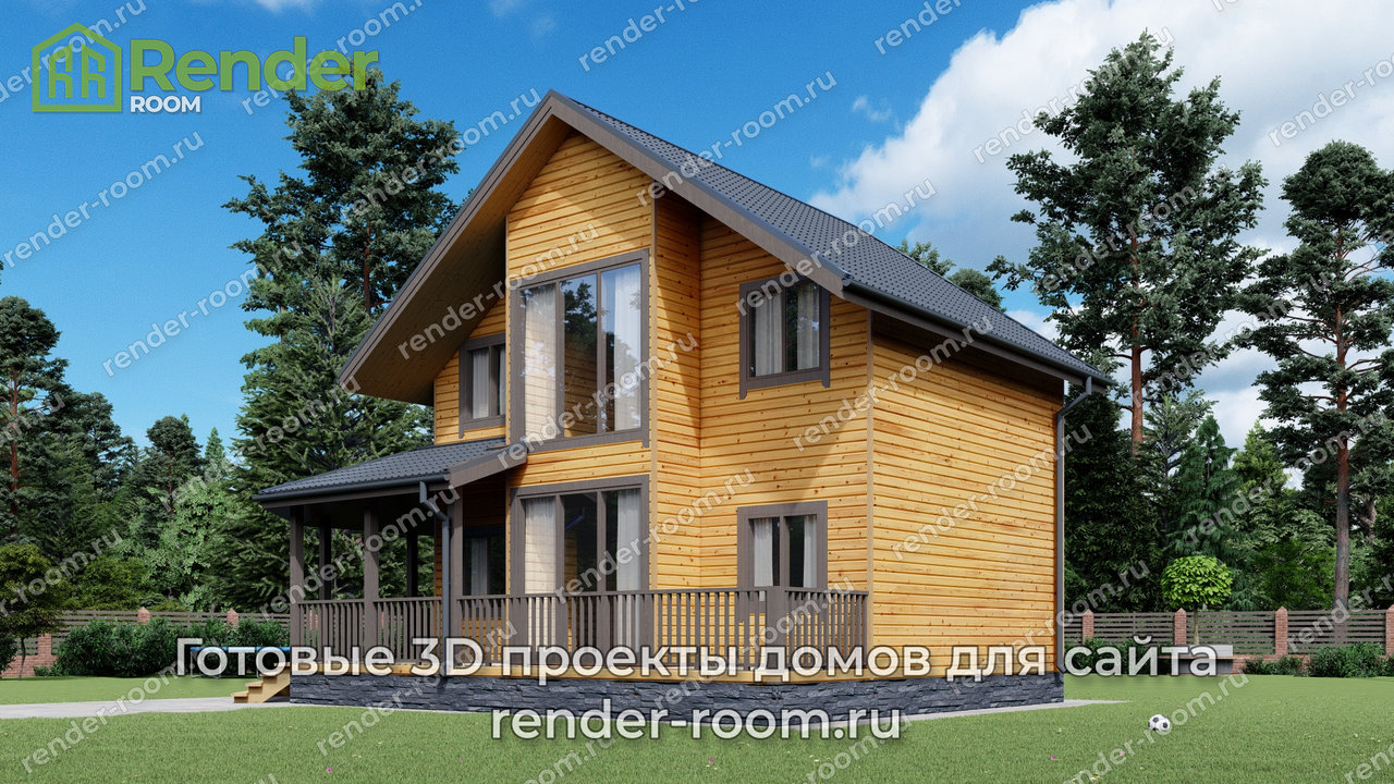 Проект брусового дома 8х8, площадью 96 м2